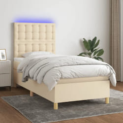 VIDAXL Sommier à lattes avec matelas et LED - Crème 100x200cm