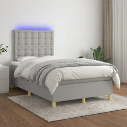 vidaXL Sommier avec matelas et LED - Gris clair - 120x200 cm
