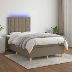 vidaXL Sommier à lattes avec matelas et LED taupe 120x200 cm