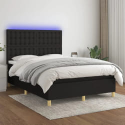 VIDAXL Sommier à lattes avec matelas LED 140x190 - Noir