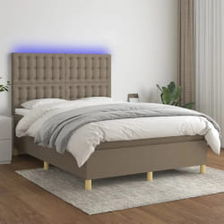 vidaXL Sommier à lattes Taupe 140x190 cm LED