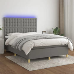 VIDAXL vidaXL Sommier à lattes et LED Gris foncé 140x200 cm