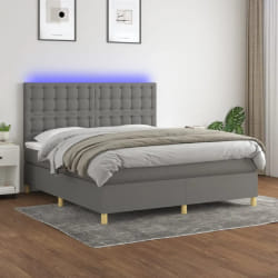 vidaXL Sommier à lattes avec LED - Gris foncé