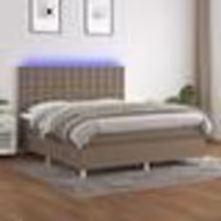 vidaXL Sommier à lattes de lit et matelas et LED Taupe 160x200cm Tissu - 160 x 200 cm