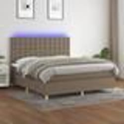 vidaXL Sommier à lattes de lit et matelas et LED Taupe 160x200cm Tissu - 160 x 200 cm