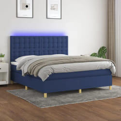 vidaXL Sommier à lattes avec matelas LED Bleu 160x200 cm Tissu