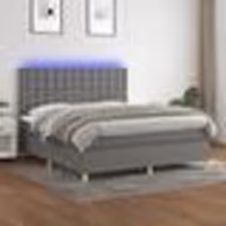 vidaXL Sommier à lattes de lit et matelas et LED Gris foncé 180x200 cm - 180 x 200 cm