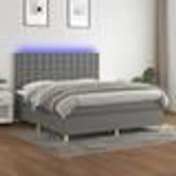vidaXL Sommier à lattes de lit et matelas et LED Gris foncé 180x200 cm - 180 x 200 cm