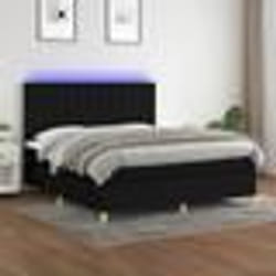 vidaXL Sommier à lattes de lit et matelas et LED Noir 180x200 cm Tissu - 180 x 200 cm