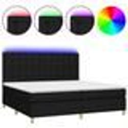 vidaXL Sommier à lattes de lit et matelas et LED Noir 200x200 cm Tissu - 200 x 200 cm
