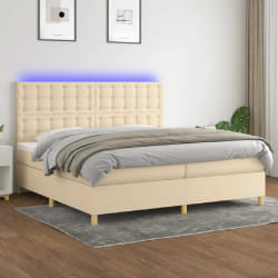 vidaXL Sommier à lattes et matelas LED - Crème
