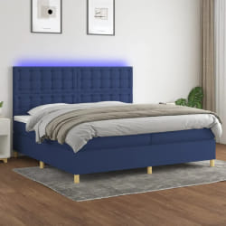 vidaXL Lit avec sommier et LED - Bleu 200x200 cm