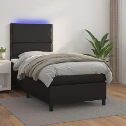 vidaXL Sommier à lattes de lit avec matelas LED 90x190 cm - Noir
