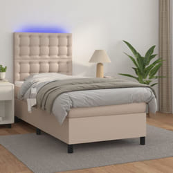 Sommier À Lattes De Lit Avec Matelas Et Led Cappuccino 80x200cm Vidaxl