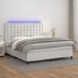 vidaXL Sommier à lattes de lit avec matelas et LED Blanc 160x200 cm - 160 x 200 cm
