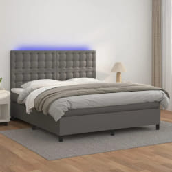 vidaXL 160x200 cm Grey Bed Frame with Mattress and LED