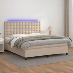 VIDA XL Sommier LED 160x200 cm - Cappuccino