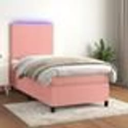 vidaXL Sommier à lattes de lit avec matelas LED Rose 90x190 cm Velours - 90 x 190 cm