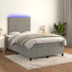 vidaXL Sommier à lattes avec matelas et LED 120x200 - Gris clair