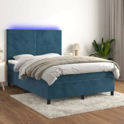 vidaXL Lit LED 140x190 cm - Bleu foncé