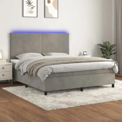 vidaXL Sommier à lattes de lit avec matelas LED Gris clair 160x200 cm - 160 x 200 cm