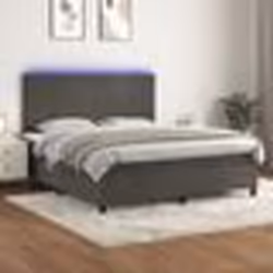 vidaXL Sommier à lattes de lit et matelas et LED Gris foncé 160x200 cm - 160 x 200 cm