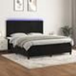 vidaXL Sommier à lattes de lit et matelas LED Noir 160x200 cm Velours - 160 x 200 cm
