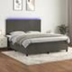 vidaXL Sommier à lattes de lit avec matelas LED Gris foncé 180x200 cm - 180 x 200 cm