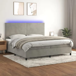 VIDAXL Lit avec Matelas LED - Gris clair 200x200 cm Velours