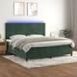 vidaXL Sommier à lattes de lit avec matelas LED Vert foncé 200x200 cm - 200 x 200 cm