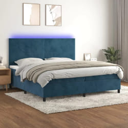 vidaXL Sommier LED Velours Bleu foncé 200x200 cm