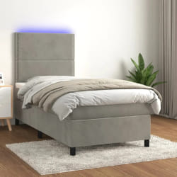 VIDAXL Sommier - Gris clair LED