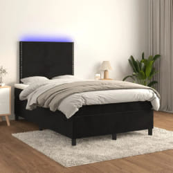 vidaXL Sommier à lattes de lit et matelas LED - Noir - 120 x 200 cm
