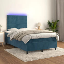 VIDAXL Sommier à lattes et LED - Bleu foncé