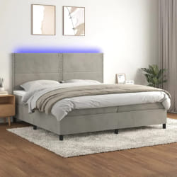 VIDAXL Sommier avec matelas et LED 200x200 cm gris clair