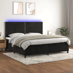 vidaXL Sommier à lattes de lit avec matelas et LED - Noir 200x200 cm