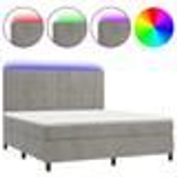 vidaXL Sommier à lattes de lit matelas et LED Gris clair 160x200 cm - 160 x 200 cm