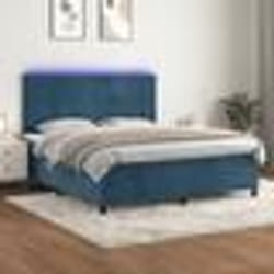 vidaXL Sommier à lattes de lit matelas et LED Bleu foncé 160x200 cm - 160 x 200 cm