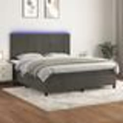 vidaXL Sommier à lattes de lit matelas et LED Gris foncé 180x200 cm - 180 x 200 cm