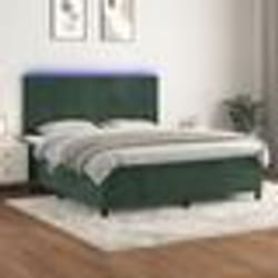 vidaXL Sommier à lattes de lit matelas et LED Vert foncé 180x200 cm - 180 x 200 cm