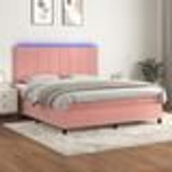 vidaXL Sommier à lattes de lit matelas et LED Rose 180x200 cm Velours - 180 x 200 cm