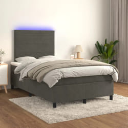 VidaXL Sommier à lattes avec matelas LED 120x200 cm - Gris foncé