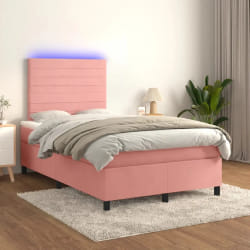 vidaXL Sommier LED 120x200 cm - Velours rose