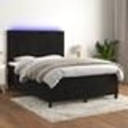 vidaXL Sommier à lattes de lit avec matelas LED Noir 140x190cm Velours - 140 x 190 cm