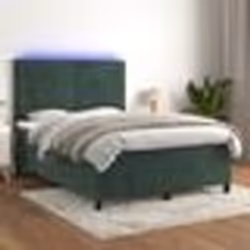 vidaXL Sommier à lattes de lit avec matelas LED Vert foncé 140x200 cm - 140 x 200 cm