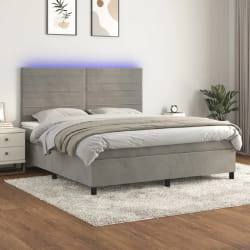 VIDAXL Sommier à lattes LED gris clair 160x200 cm