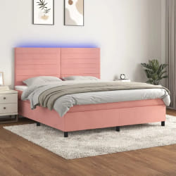 VIDAXL Sommier à Lattes de Lit LED Velours Rose 180x200 cm