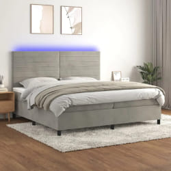 vidaXL Sommier à lattes avec matelas LED - Gris clair 200x200 cm