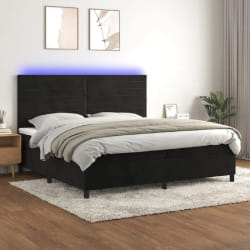 vidaXL Sommier à lattes de lit avec matelas LED Noir 200x200cm Velours - 200 x 200 cm
