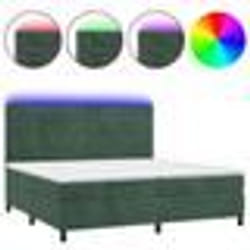 vidaXL Sommier à lattes de lit avec matelas LED Vert foncé 200x200 cm - 200 x 200 cm